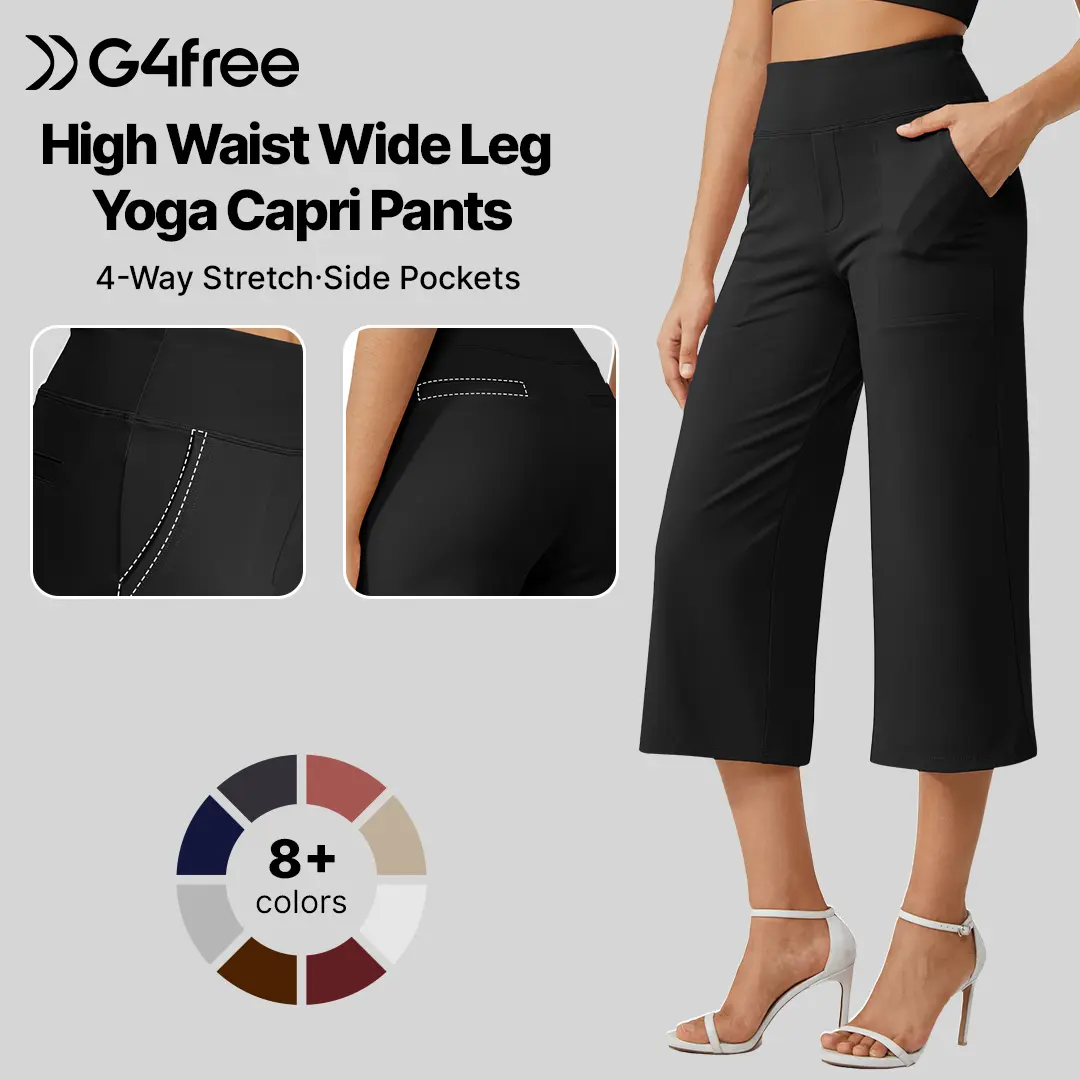 G4Free Womens Wide Leg Cropped Capri Pants Pocket Yoga Leggings Lightweight Summer Casual Daily Outfit EverGoing 2026, Women's Clothes, Gym