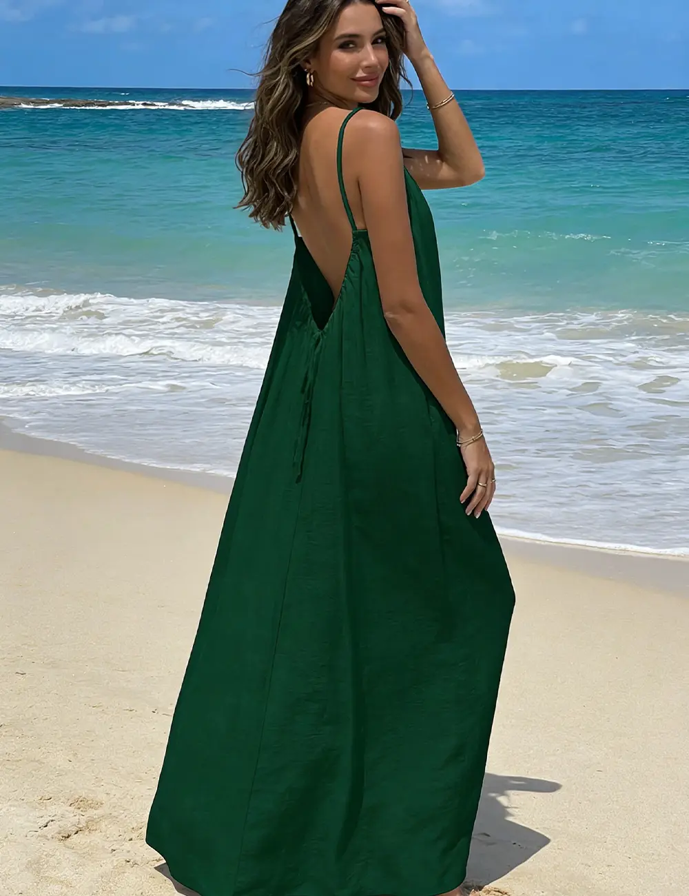 Spaghetti Strap Dress, Spaghetti Strap Dresses for Women, Women's Solid Color Open Back Tie Loose Casual Maxi Slip Dress Fabric Fit - TikTok Shop Spaghetti Strap Dress, Spaghetti Strap Dresses for Women, Women's Solid Color Open Back Tie Loose Casual Maxi Slip Dress Fabric Fit - TikTok Shop