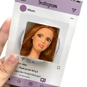 Funny Doll Face Phone Grip, Disgusted Meme Kindle Holder, Sarcastic Reaction Pop Socket, Weird Humor Meme Phone Accessory