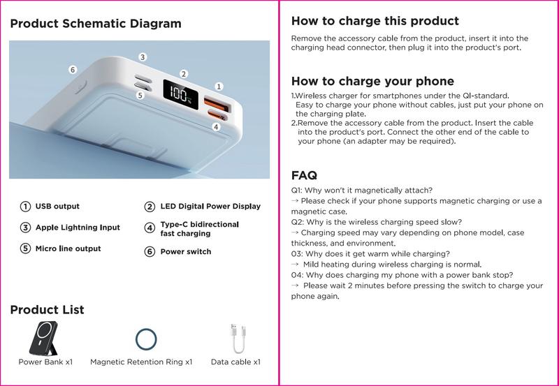 Magnetic Power Bank 10000mAh Wireless Portable Charger with USB-C Cable LED Display Foldable Battery Pack for iPhone17/ 16/15/14/13/12/Pro/Pro Max Series Charging Compact Silicone Black