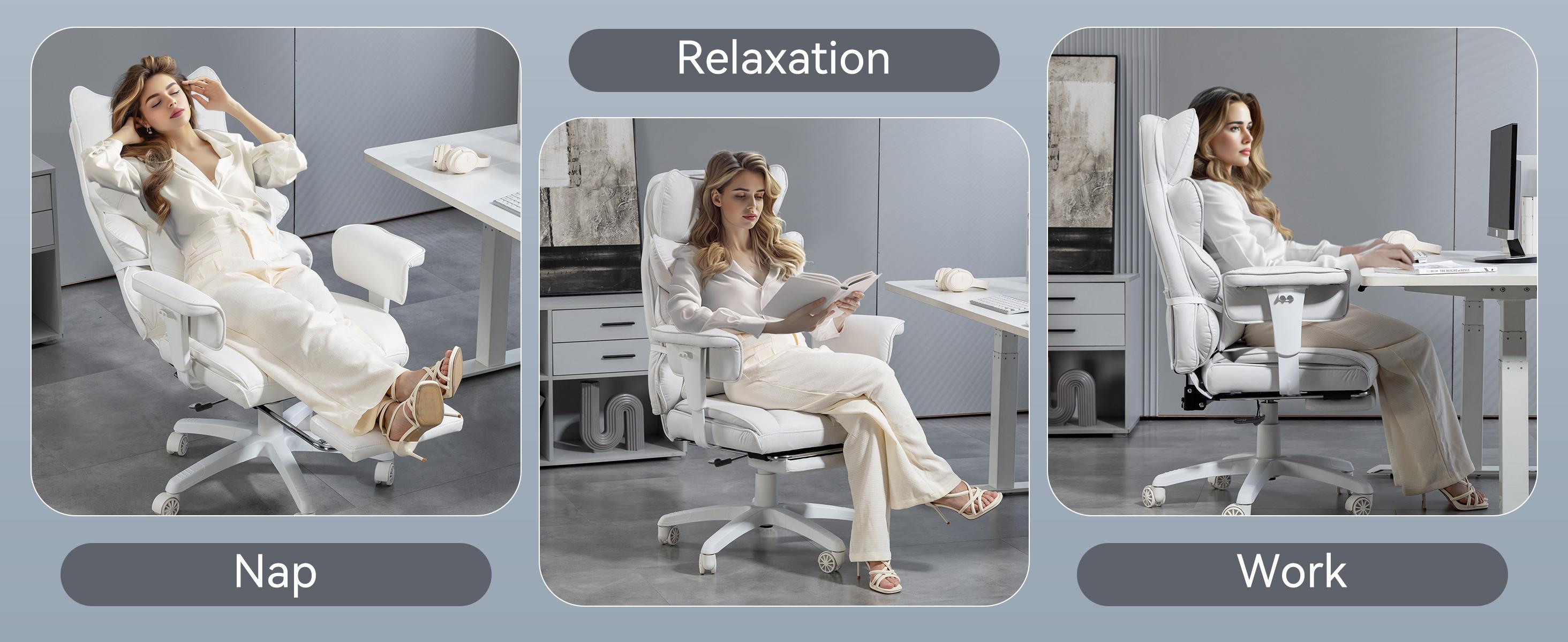 Dowinx Big and Tall Executive Office Chair with Pocket Spring Cushion, High-Back Ergonomic Gaming Chair with Adjustable Lumbar Support, 3D Armrests & Retractable Footrest