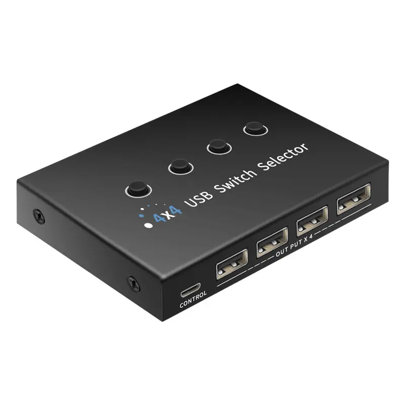USB Switch 4 in 4 out Mouse and Keyboard Sharer for 4 Computers to Share One Set of Keyboard, Mouse, and Printer USB2.0