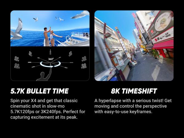 Insta360 X4 - 8K Waterproof 360 Action Camera, 4K Wide-Angle Video, Invisible Selfie Stick, Removable Lens Guards, 135 Min Battery Life, AI Editing, Stabilization, for Sports, Travel, Outdoor