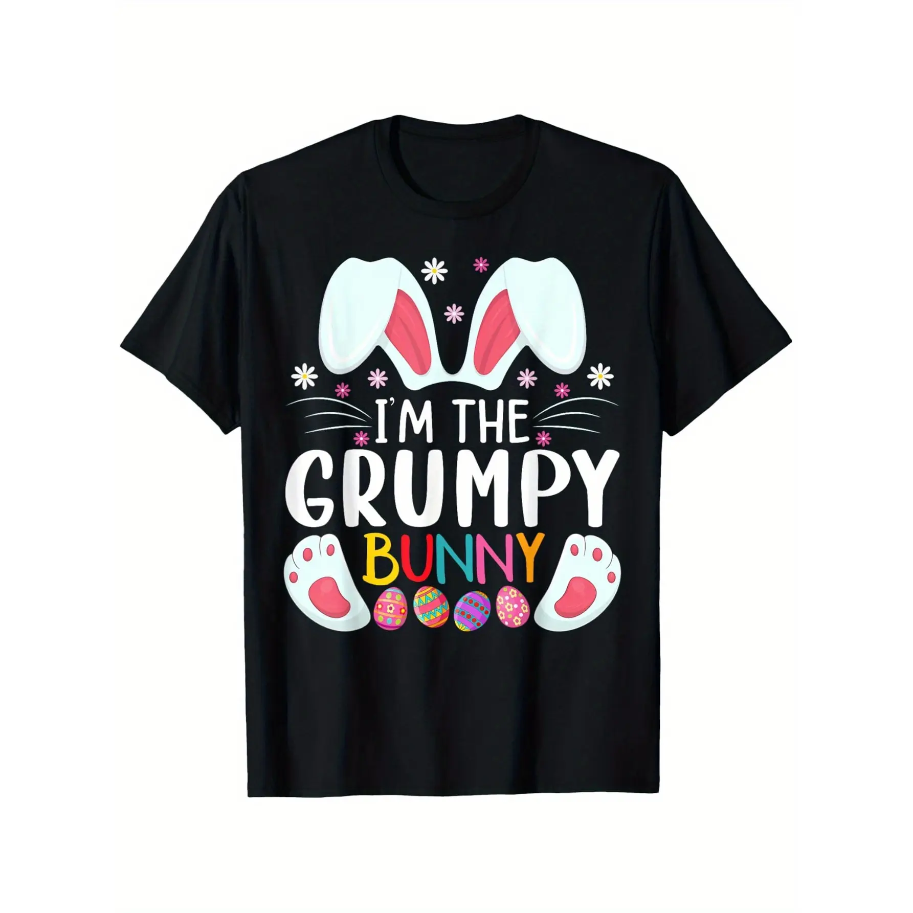 I'm The Grumpy Bunny Matching Family Easter Party unisex soft cotton short sleeve t shirt, vintage graphic casual tee for men women teens, perfect birthday holiday gift for camping travel gym daily street  wear