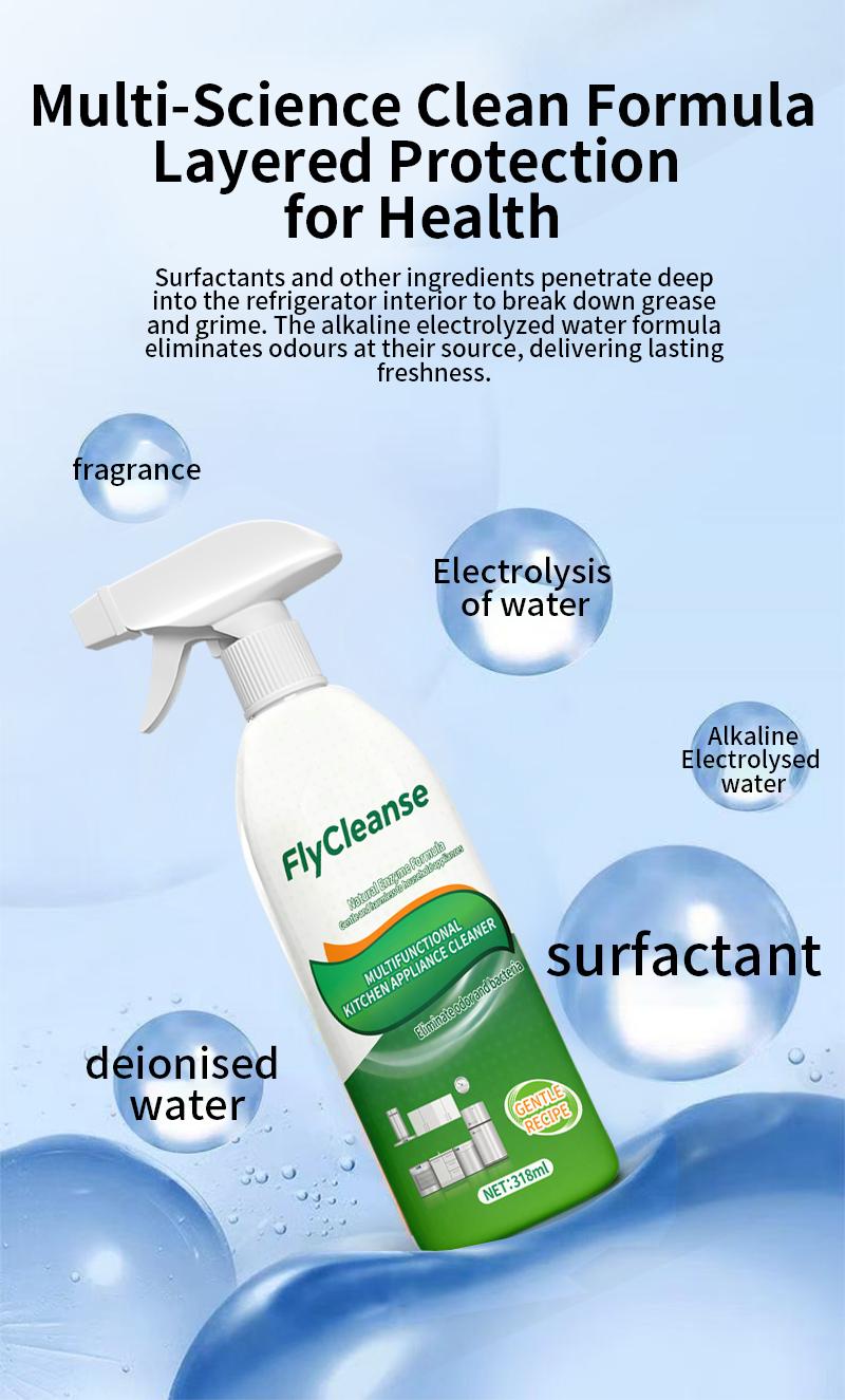 FlyCleanse Natural Enzyme Formula - Kitchen Grease Cleaner - Fast-Acting Grease-Removing Spray for Kitchen Stoves and Range Hoods - 318 ml per bottle