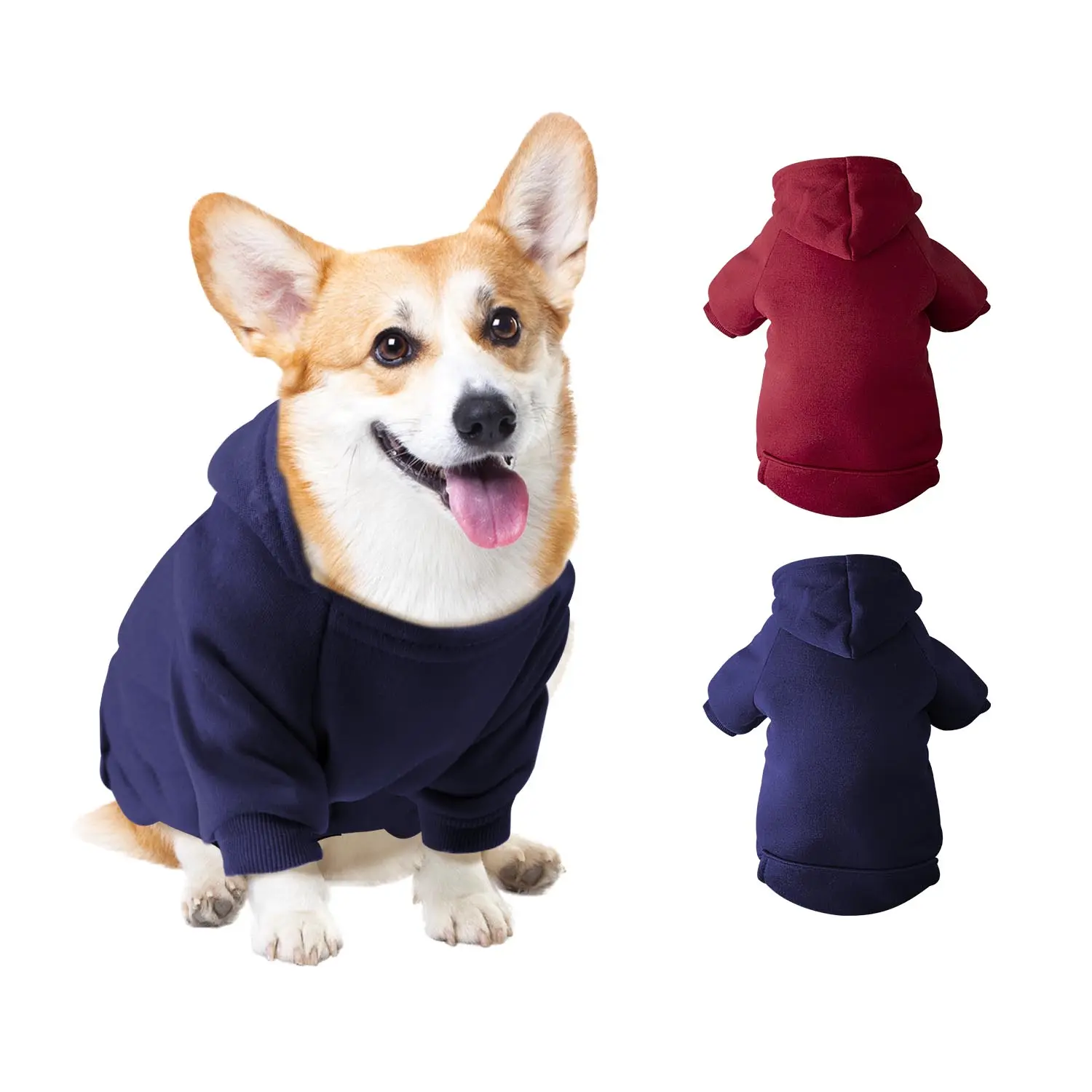 Soft Warm Fabric Warm Puppy Winter Apparel, Fuzzy Velvet Fleece Dog Hoodies for Small-Medium Dogs, Breathable Winter Pet Coats with Pockets, Hooded Clothes for Chihuahua Pomeranian