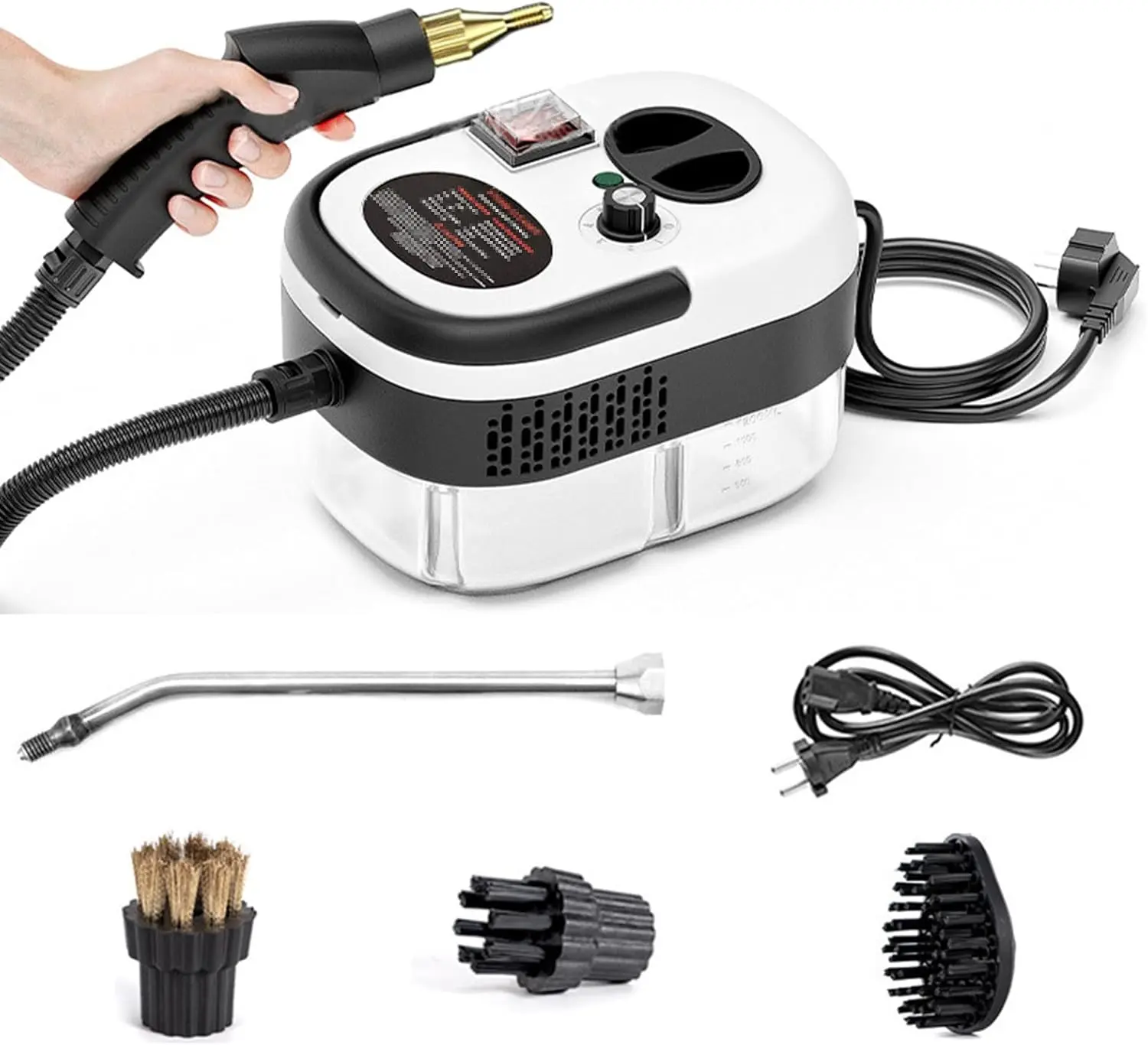 Steam Cleaner, 2500W High Handheld Steam Cleaner, 1L Portable Car Steam Cleaner, 6 High Speeds Pressure Temperature Steam Cleaning Machine with 3 Brush Heads for Kitchen Home Car Cleaning
