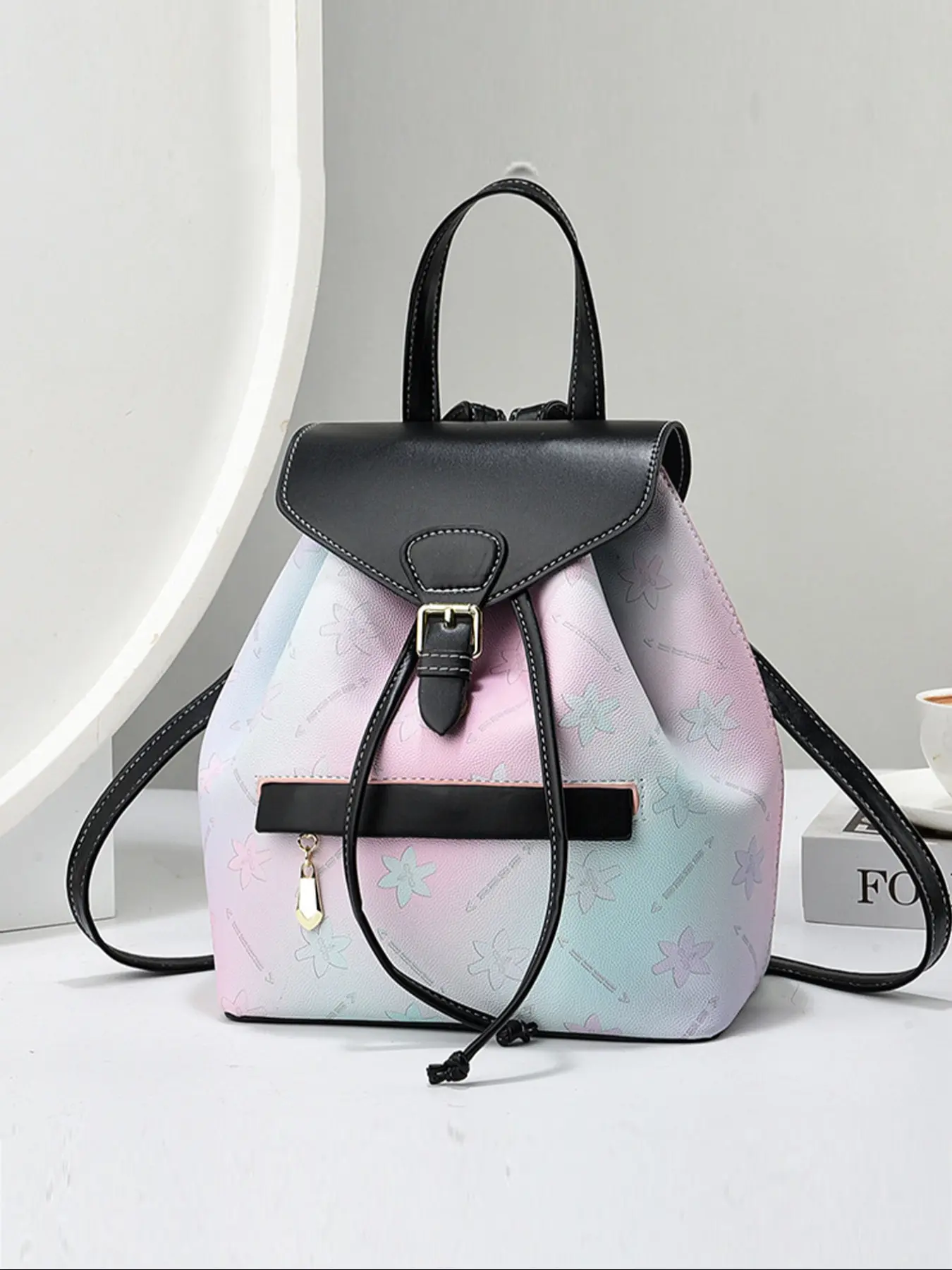 New Gradient Women's PU Leather Zip Backpack, Classic Elegant Fashionable Durable Large Capacity Bag, Suitable for Shopping Travel All Seasons, Stylish Daypack, Daily Backpack, Backpacks Women