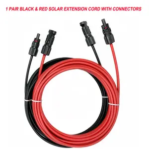 10 AWG Solar Panel Extension Cable PV Wire Solar Connectors Pair Black Red 6mm² Home Improvement