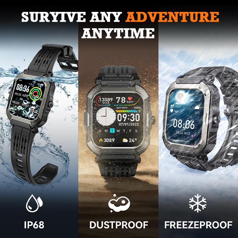 [Spring Deals] Tukio 2026 Military Smart Watch for Men 1.91'' Fitness Tracker with IP68 Waterproof Step Counter Sleep Monitor 110+ Sport Modes Compatible with Android & iPhone Wearable