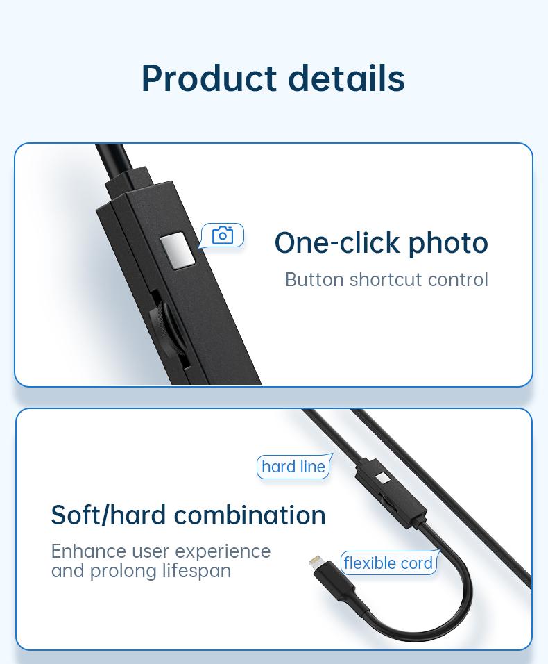 Single Lens Borescope 1920P HD IP67 Waterproof Endoscope Camera with Light Sewer Camera 16.4FT Semi-Rigid Cable Diagnostic Tool