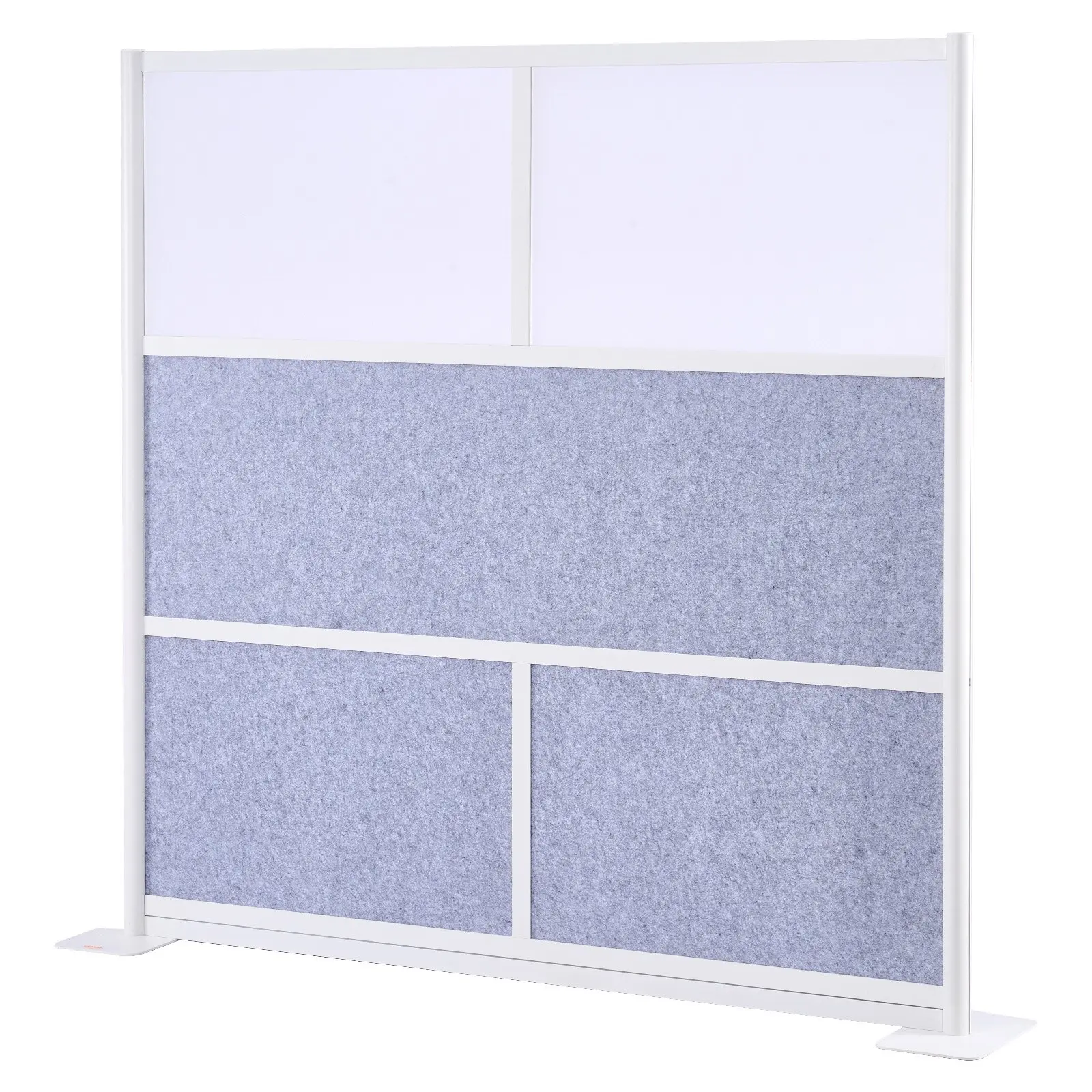 VEVOR Modern Neutral Office Wall Divider, 1-Pack 70x70 in Modular Freestanding Panel with Round Tube, PET Cubicle Partition with Frosted Windows for Office Workstations, Enhanced Privacy Solution