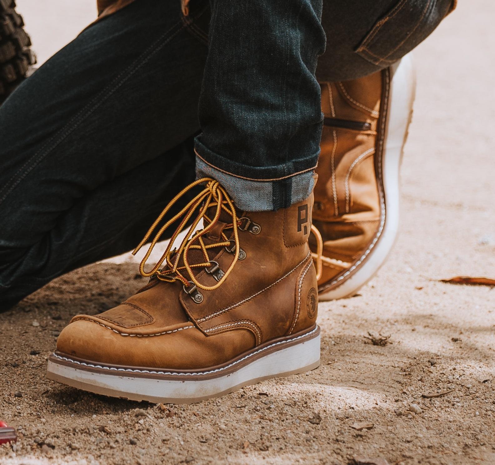 ROCKROOSTER Magnolia Sided Zip Soft Toe Wedge Work Boots for Men Footwear Walking Shoes Comfort Leather Lace Up Boy Closed Bota ROCKROOSTER Magnolia Sided Zip Soft Toe Wedge Work Boots for Men Footwear Walking Shoes Comfort Leather Lace Up Boy Closed Bota