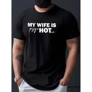 Men's Letter Print Round Neck Tee, Regular Fit Short Sleeve Crew Neck T-Shirt for Daily Wear, Casual Summer Top for Men
