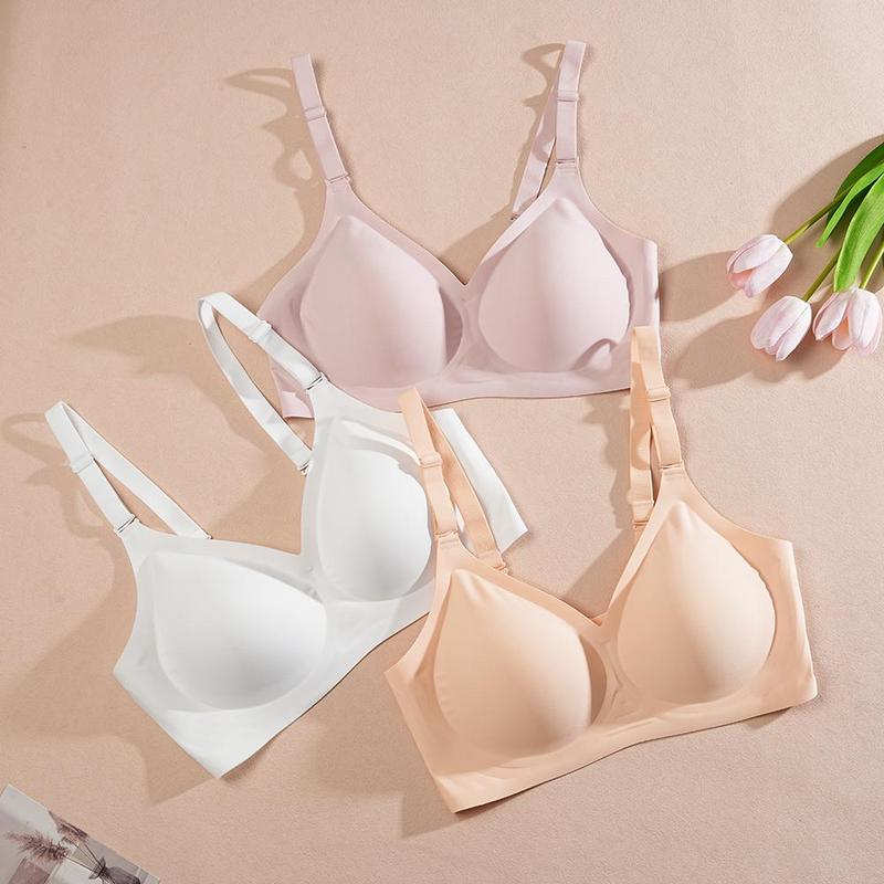 FINETOO 1PC Cloud-like Marshmallow Touch 24-hour Burden-free Companion Support Non-slip Cup Seamless Bra S-3XL womenswear