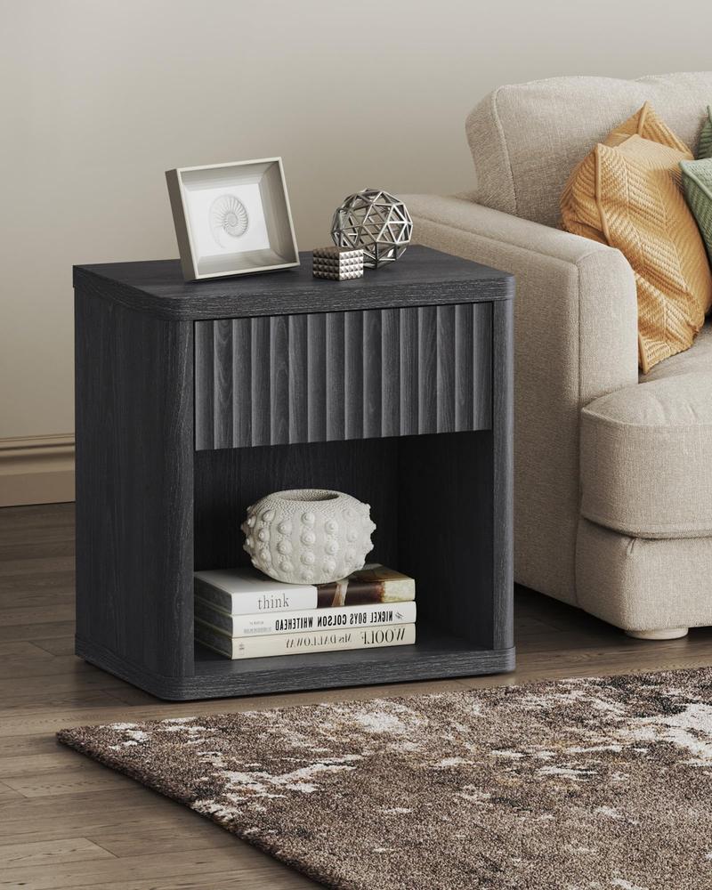 SICOTAS Night Stand with Drawer Storage Bed Side Table End Table 22.7"x 15.4" x 24.1" Large Modern Wide Bedside Stand Mid Century Night Stands for Bedroom Living Room Sofa Couch Office Minimal