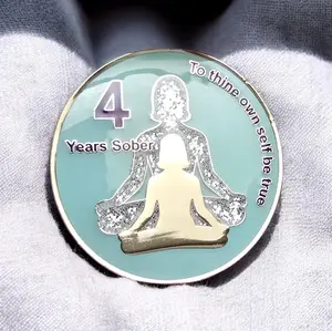 4 Year Sobriety Chip: Serenity and Strength. Four Year AA Coin