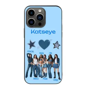 KATSEYE Denim Group Photo iPhone Case Slim Protective Cover Y2K Inspired Light Blue Scratch Resistant Anti Fingerprint Fits iPhone 16 15 14 13 12 11 Series