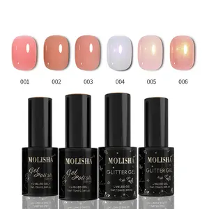 Molisha Nude Gel Nail Polish Set - 3 Nude Shades, 3 Glitter Options, Light-Luxury Elegant Sheer Soak-Off UV Gel for Manicure, Nail Art, Salon & DIY Use