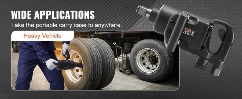 VEVOR 1 Inch Air Impact Wrench, TikTokShopBlackFriday, Up to 2730 ft-lbs Reverse Torque Output 1" Pneumatic Impact Gun Lightweight w/ 2 Handles for Heavy Duty Repairs and Maintenance