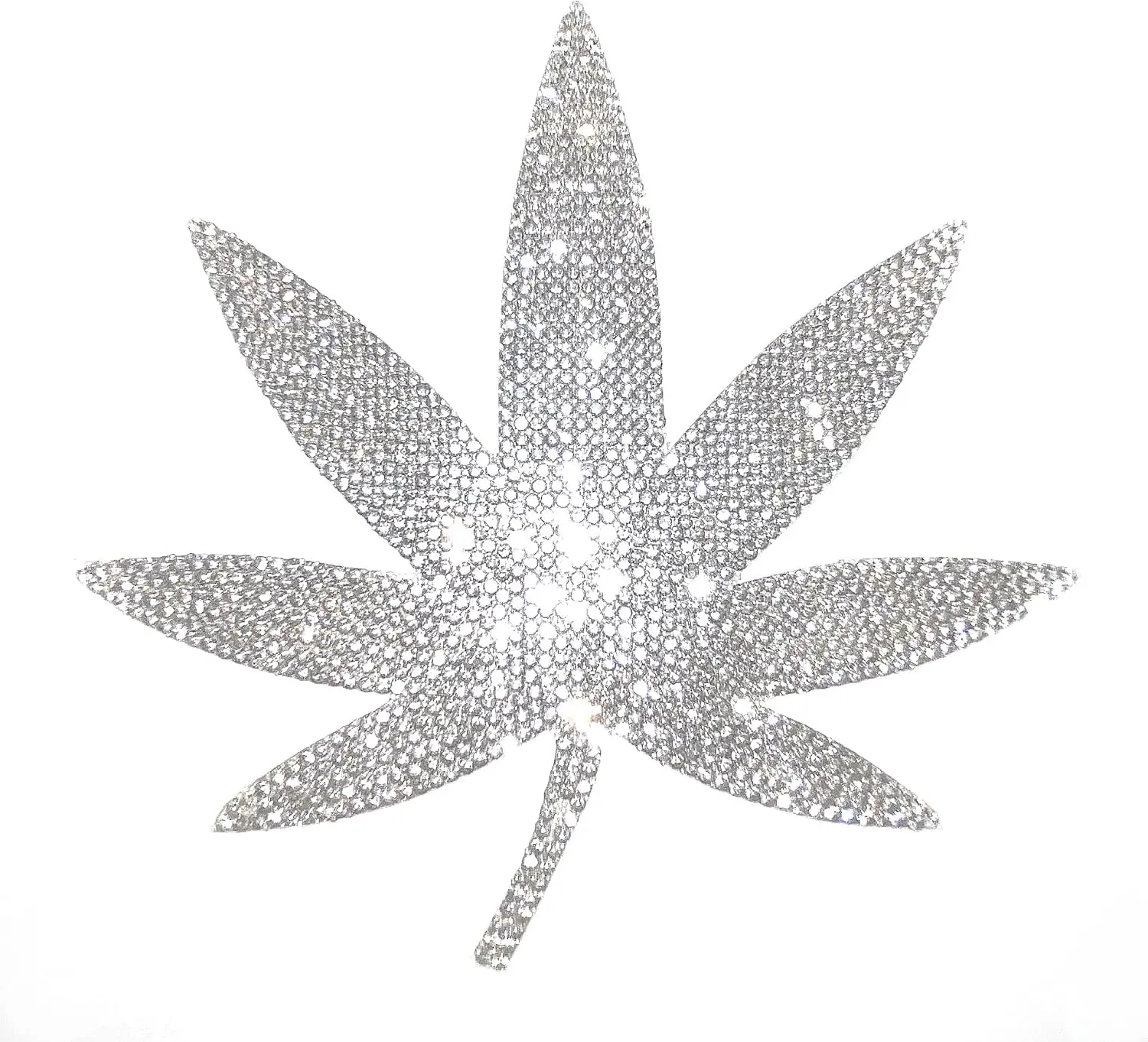 Weed Leaf Bling Decal, Marijuana Pot Symbol Rhinestones Sparkling Sticker for Car/Truck Laptop/Notebook/iPad/Helmet/Window, 5'' Height