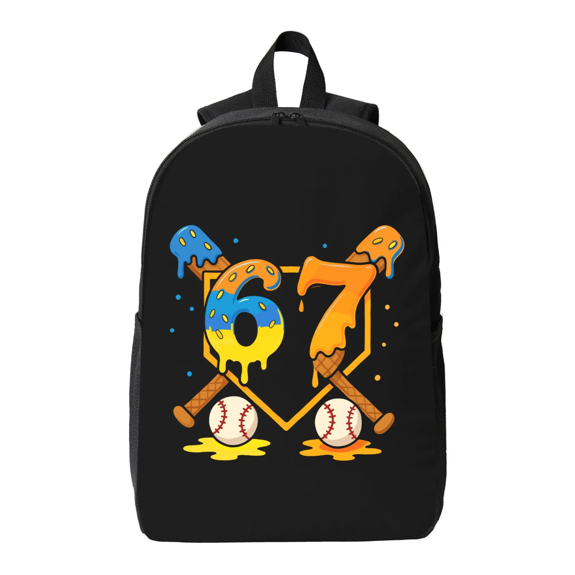 6 7 Funny Baseball Ice Cream Drip Meme Backpacks Two-Way Zippers