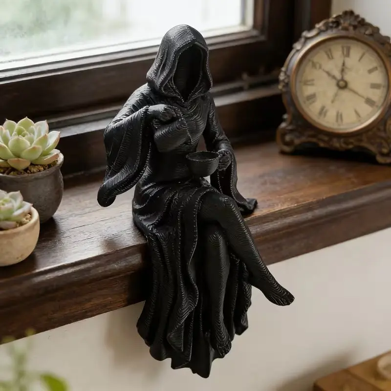 Dark Gothic Death God Sculpture, Craft Decorative Figurine, Unique Gift for Horror Fans, Medieval Goth Art Piece, Halloween Decoration, Resin Decor, Resin Figure