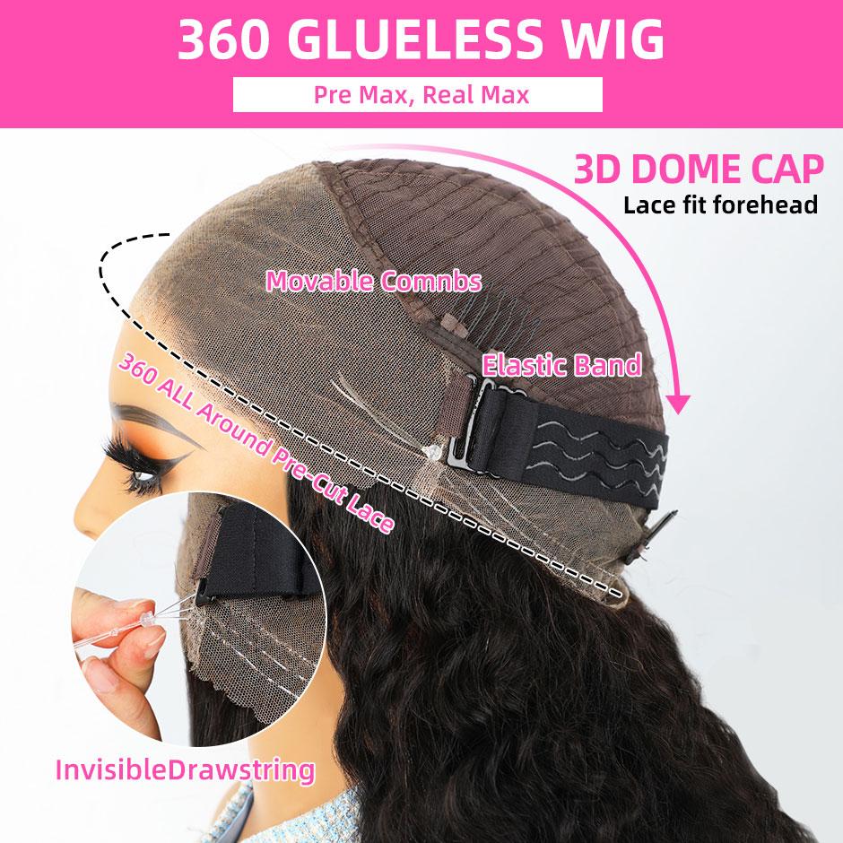 【NEW IN】FORGIRLFOREVER 360 Water Wave Frontal Wig Invisi Drawstring Wear Go Glueless Wig Bleached Knots Pre-Cut HD Lace Human Hair Wigs Beginner Friendly #Dealsforyou