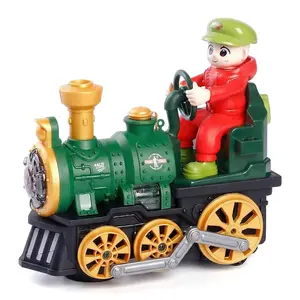 Electric Steam Train Toy with Lights, Sound & Realistic Smoke, Bump & Go Rotating Locomotive Train Toy for Kids Boys & Girls 3+ (3 AAA Batteries Required)