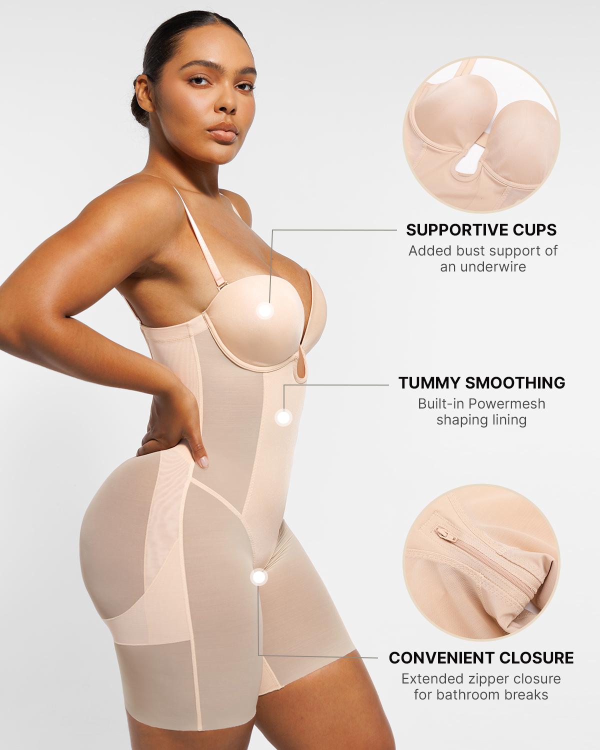 Shapellx AirSlim Deep Plunge Butt-Lifting Bodysuit Sleeveless Womenswear Short