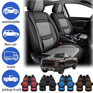 For Chevy Chevrolet Silverado GMC Sierra Car Seat Covers with Comfort 3D Foam Back Support, Napa Leather Full Surround Design with Storage Bag, Front Rear Cushion Pad Full Set, Waterproof 5 Seat Covers For Car Pickup Truck Interior Decoration Accessories