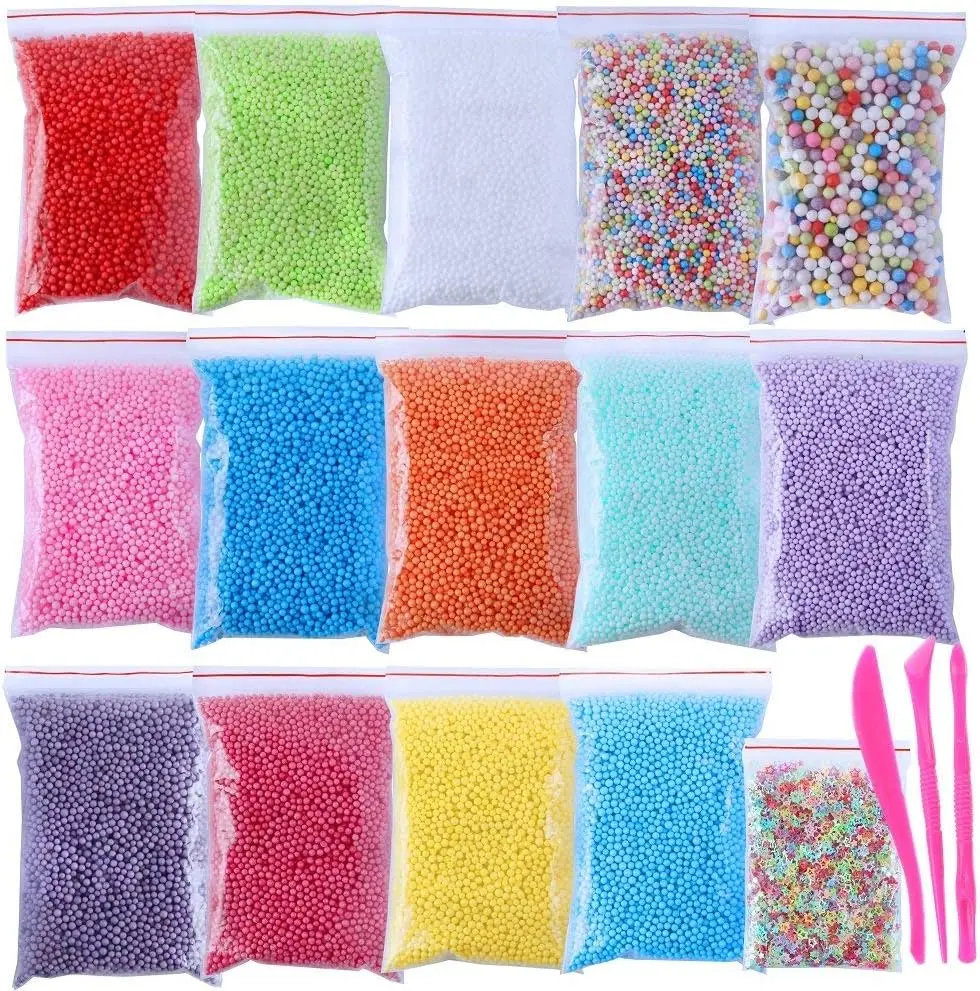 Halloween Fall Gift Foam Balls for Crafts, 16 Sets with Tools (120,000 pcs) 0.08-0.32 inch Colorful Styrofoam Balls Beads for DIY Slime Decorative Arts