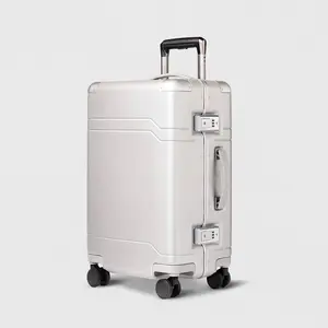 Signature Hardside Trunk Carry On Spinner Suitcase Metallic Silver - Open Story️