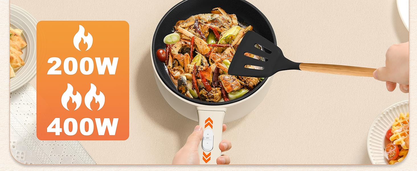 Dezin Multifunctional Portable Electric Hot Pot 2L with Power Adjustment, Non-Stick Coating, Over-Heating Protection, Travel-Friendly, Ideal for Sautéing & Boiling, Household Appliances