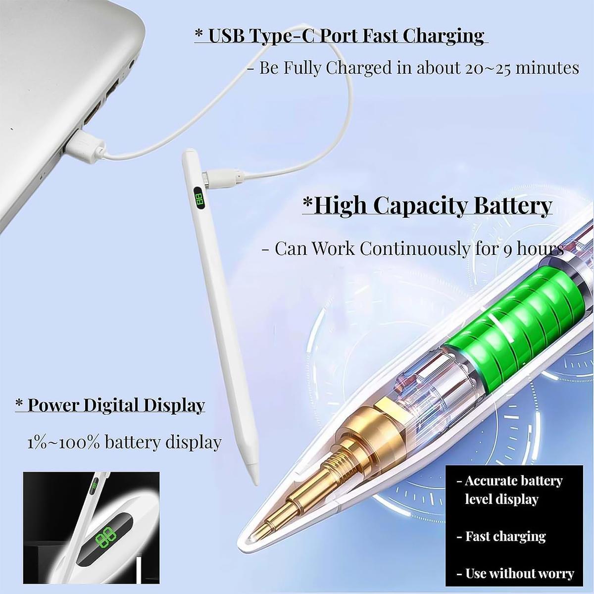 Stylus Pen for iPad,Apple Pencil for iPad 9th&10th Generation -iPad Pencil 2nd Generation,Fast Charge Active Pencil Compatible with 2018-2026 Apple iPad Pro11&12.9 inch, iPad Air3/4/5,iPad 6-10,iPad Mini 5/6 Gen Accessories Adapter