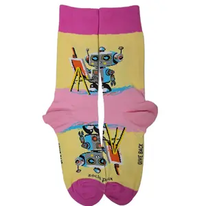 Robot Artist Socks from the Sock Panda (Adult Medium - Women's Shoe Sizes 5-10) Casual Design