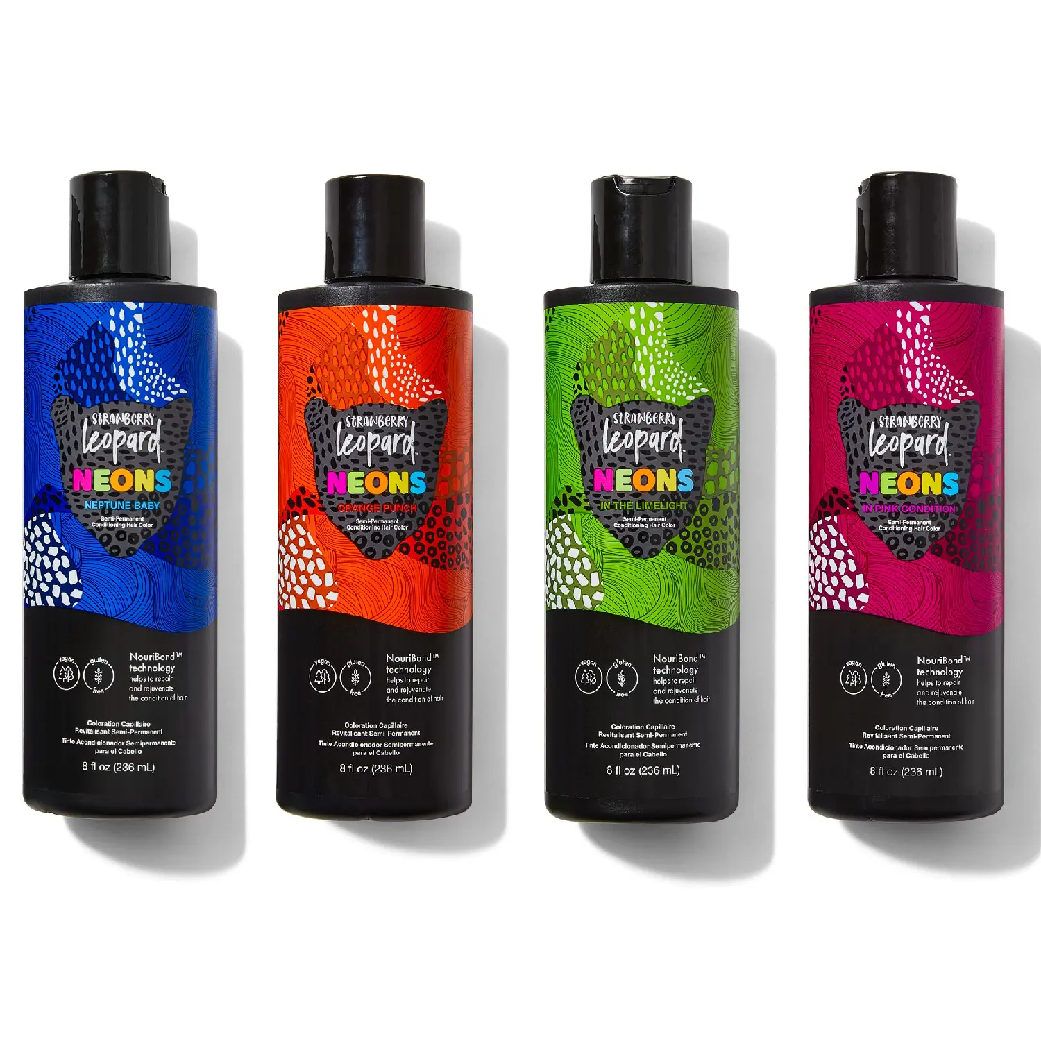 Strawberry Leopard Neon Semi Permanent Conditioning Hair Color, All Hair Types & Textures, Vegan, Gluten, CrueltyFree, 8 Fl. Oz.