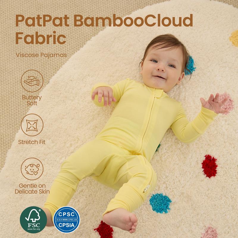 PATPAT Baby Pajama with Bamboo Viscose, Footie Jumpsuit Romper with 2-Way Zipper for Baby Boy Girl Toddler Sleeper Sleepwear