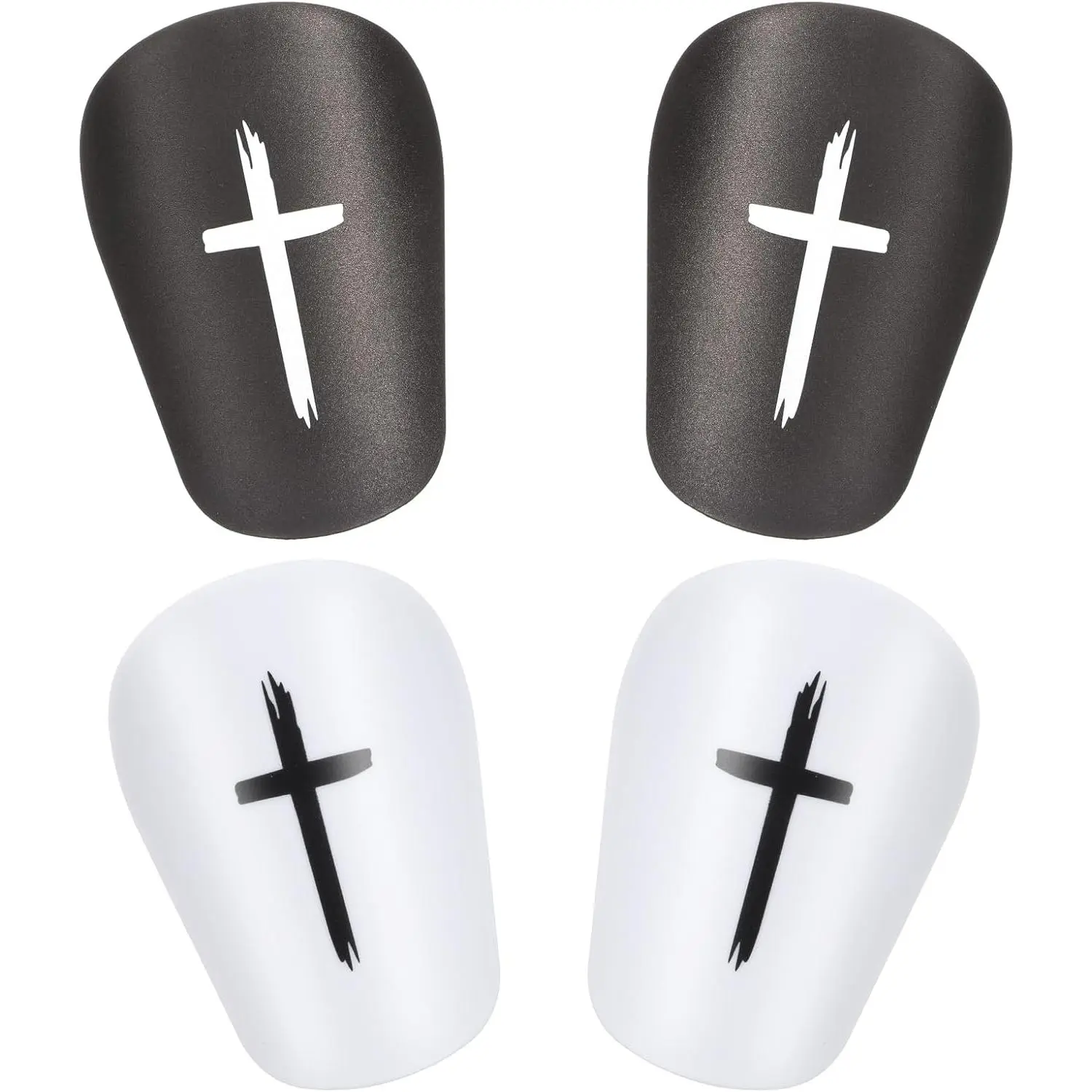 2 Pairs Black & White Cross Shin Guards Christian Faith Soccer Extra Mini Shins Guard 3 x2 Inch Small Shin Guards Comfortable Light Shin Pads Ultra Miniature Shins Guard Soccer for Men Women
