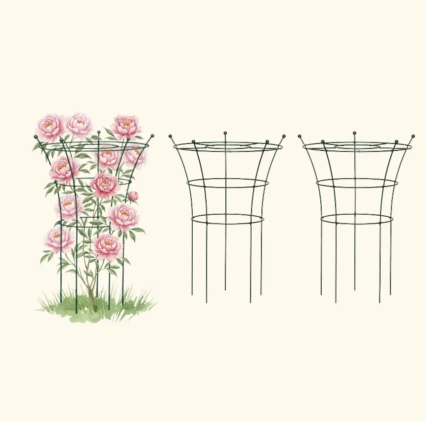 Vego Garden 2-Pack Large Outdoor Dual-Coated Flower Cage, Weatherproof Plant Support for Gardeners with Clean Lines to Enhance Garden Aesthetics