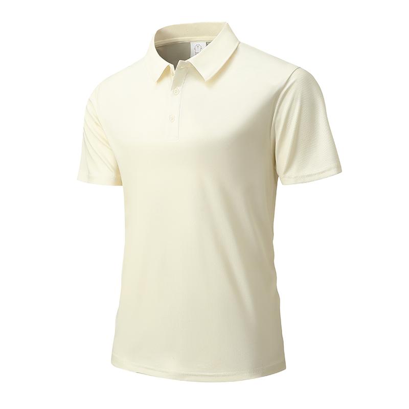 Men's Solid Color Turn-down Collar Polo Shirt Short Sleeve Business Casual Simple Slim Fit Breathable T-shirt Office Menswear