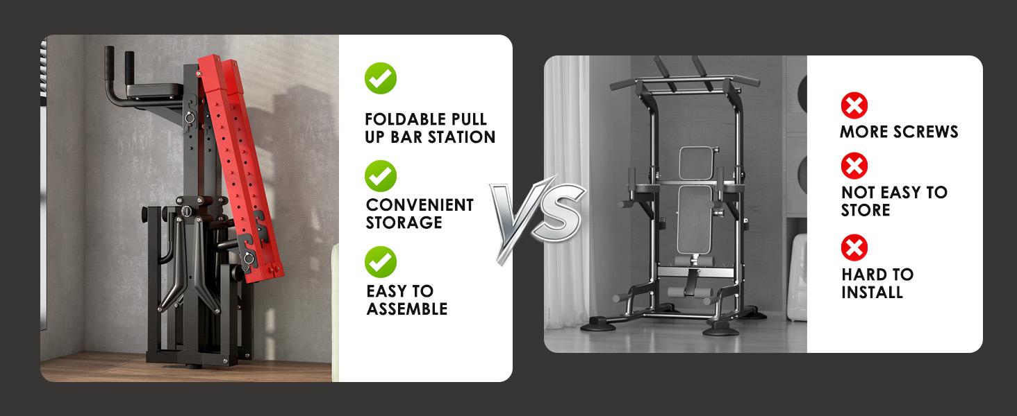 【Dlandhome 2026 Upgraded Foldable Version】 Multifunctional Pull-Up Station: Foldable,Multi-Level Height Adjustment, Home Upper Body Fitness Rack | Thick-Tube Stable Frame + Padded Cushions, Suitable for Pull-Ups, Push-Ups & Various Workouts