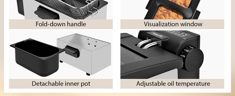 SUSTEAS Deep Fryer 1500W with Removable Lid, Temperature Control, and 3.1 QT Non-Stick Inner Pot for Home Use SUSTEAS Deep Fryer 1500W with Removable Lid, Temperature Control, and 3.1 QT Non-Stick Inner Pot for Home Use