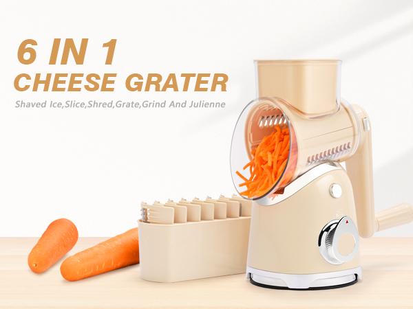 SUSTEAS Rotary Cheese Grater with 5 Replaceable Blades, 18/10 Stainless Steel, BPA Free, Easy to Clean & Disassemble, Beige Kitchen Vegetable Slicer Kitchen Gadgets Utensils SUSTEAS Rotary Cheese Grater with 5 Replaceable Blades, 18/10 Stainless Steel, BPA Free, Easy to Clean & Disassemble, Beige Kitchen Vegetable Slicer Kitchen Gadgets Utensils