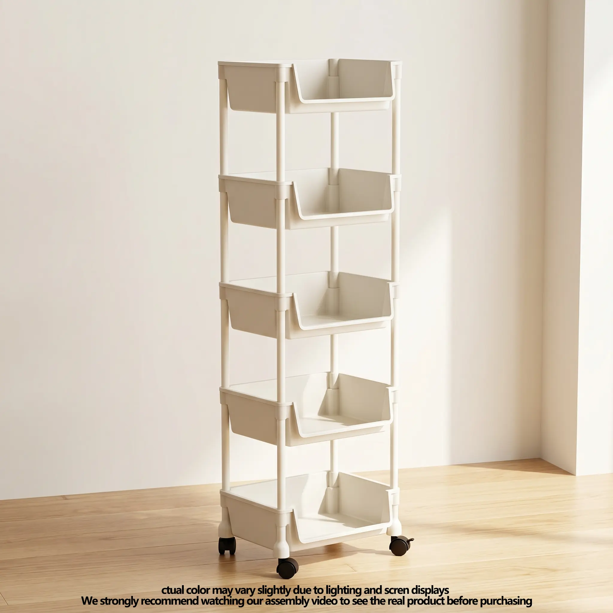 5-Tier Narrow Mobile Storage Cart, Flexible & Portable Gap Storage Rack, Optimized Compact Storage Solution, Ideal for Gaps on Bathroom Countertops, Side Crevices in Kitchens, Workspaces Under Desks