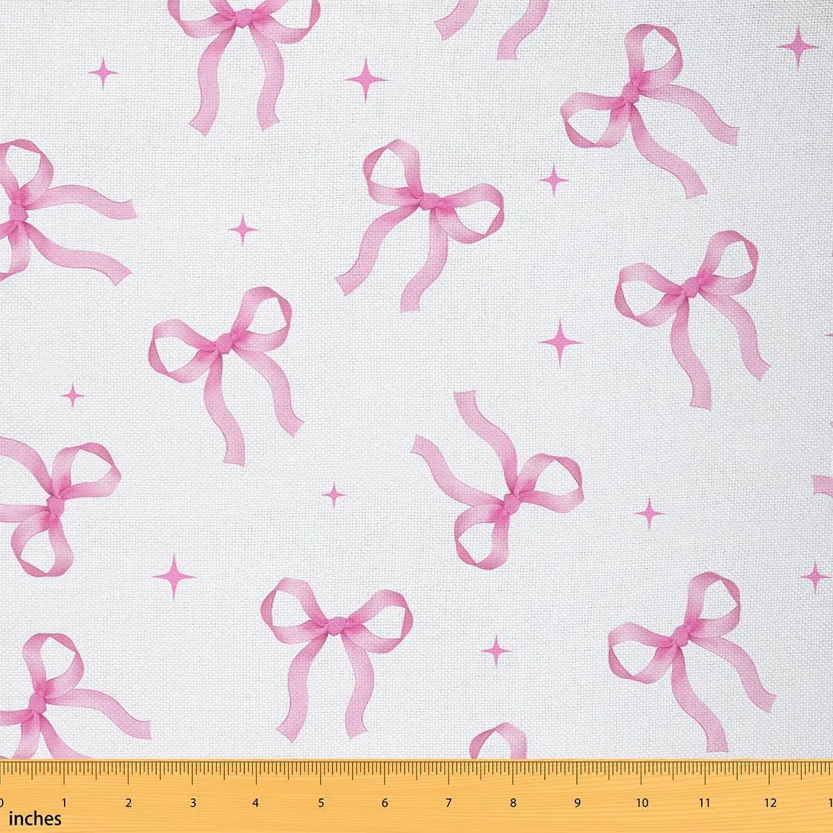 Feelyou Medium-Weight Waterproof Bowknot Polyester Fabric by the Yard, Hand-Painted Sketch Art Fabric for Sewing Lovers, Indoor-Outdoor Room Decor & DIY Projects, White Pink Bolts