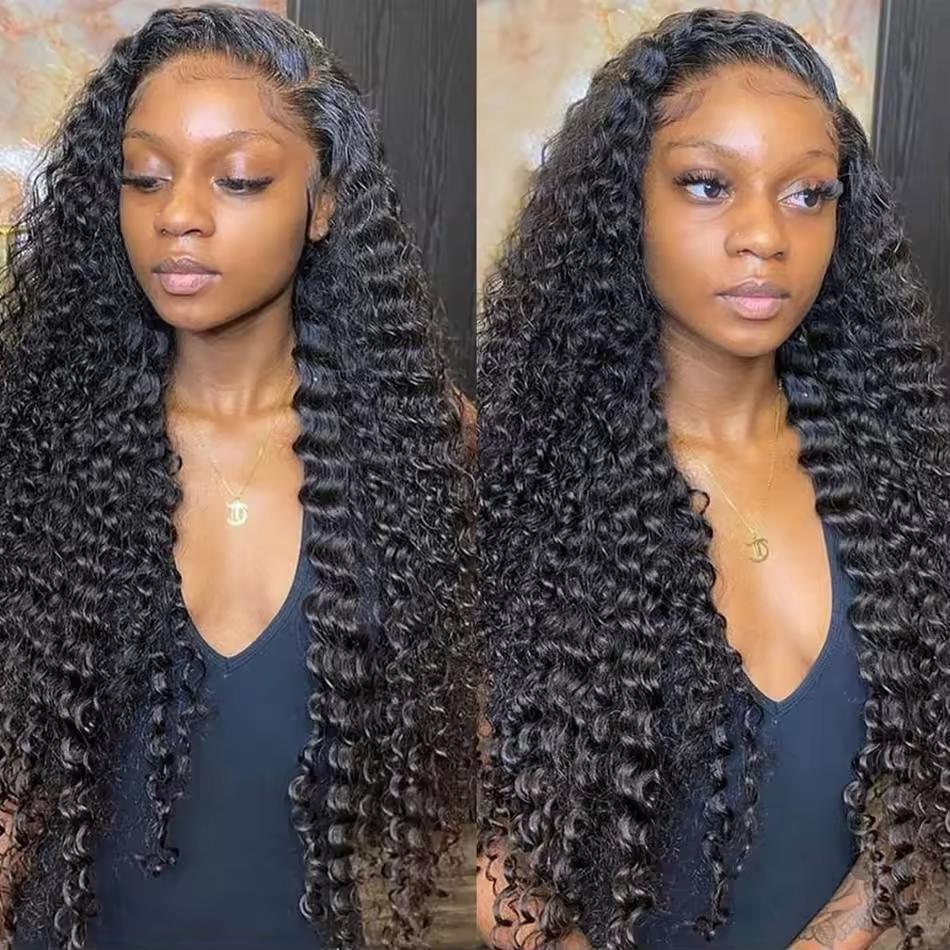 [3 In 1 Half Wig] Bling Hair Deep Curly Half Wig Human Hair Deep Wave Glueless Wigs Ready to Wear 3 IN 1 Half Wig With Drawstring 180 Density Curly Half Wig