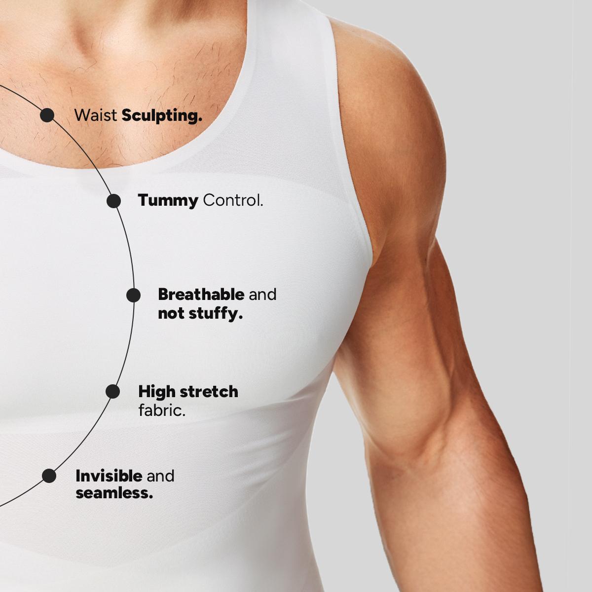 Nebility Men’s Menswear Shapewear Compression Shirt Body Shaper Tank Top Tummy Control Undershirt Back Cross Support Correcting Hunchback