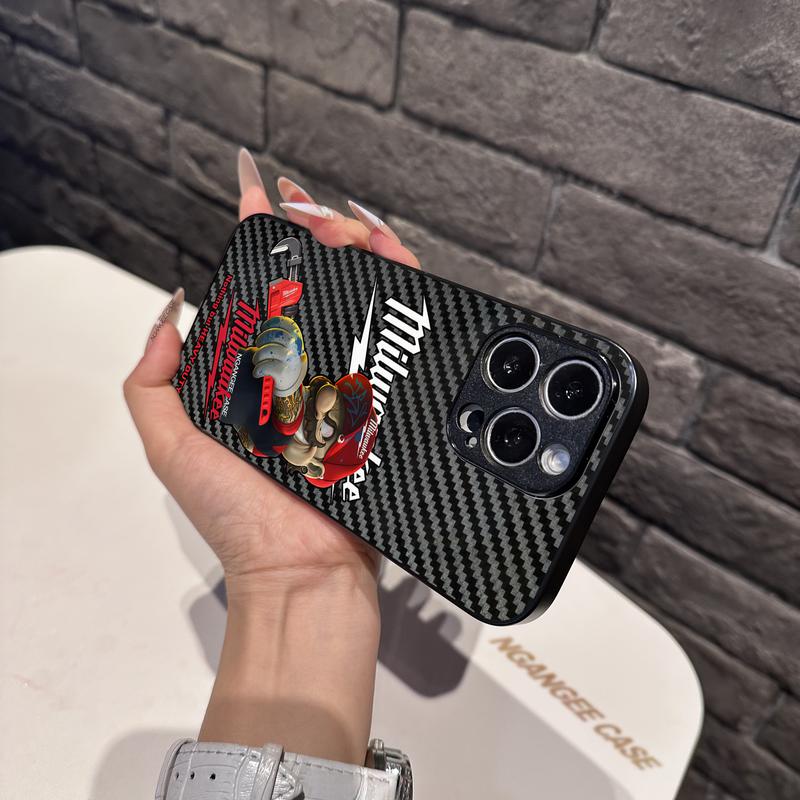 MilwauKee Phone Case for iPhone 16, 15, 14, 13, 12, 11, X, XS, PRO, PLUS, MAX Cool Glass Carbon Fiber Phone Casee #IPMK1