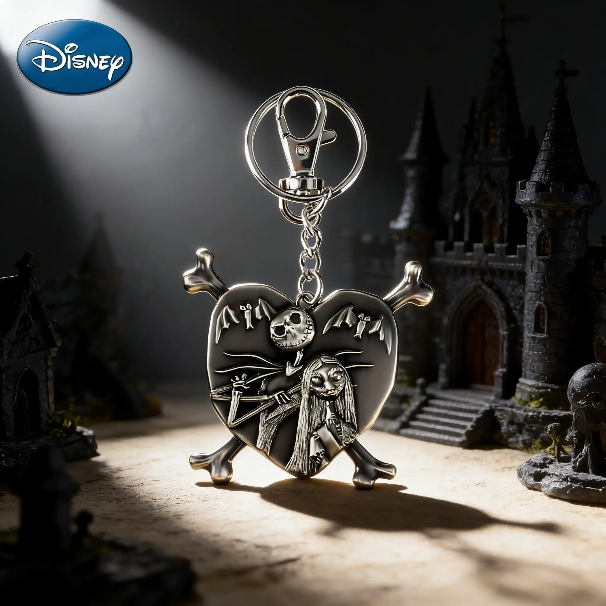 Disney The Nightmare Before Christmas Keychain 1Pc Officially Licensed Anime Figure Zinc Alloy Suitable Fans Gift Backpack Decor Bag Clip Pendant 3D Design Drop-proof Durable Accessory Collection Jack Sally, Jack And Sally, Tv/Movie Character, Bag Clips,